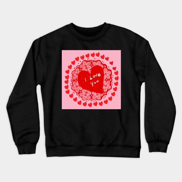 Lace I Love You Heart Circle Crewneck Sweatshirt by designs-by-ann